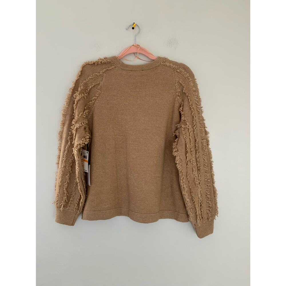 NWT 1.State Boho Wild Thing Crew Neck Fringe Sleeves Sweater In Brown Small - Picture 7 of 12